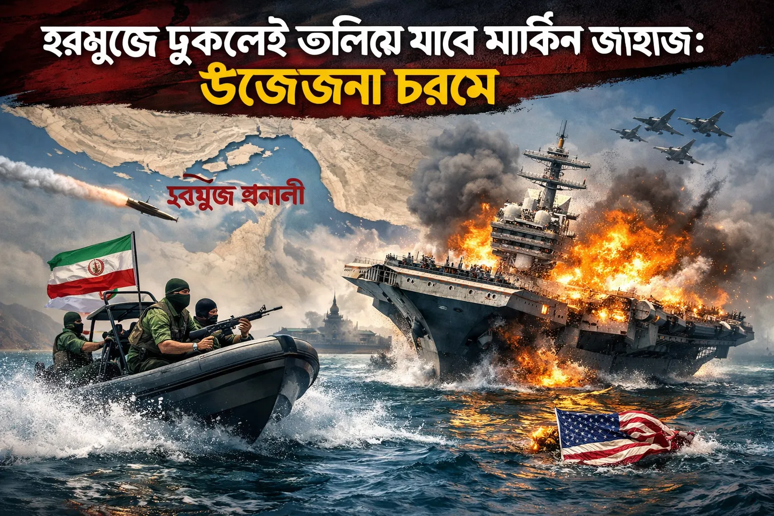 হরমুজে ঢুকলেই তলিয়ে যাবে মার্কিন জাহাজ: উত্তেজনা চরমে